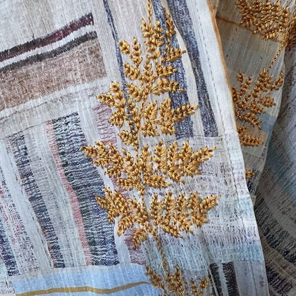 Coldwater Creek Women’s Patchwork Kimono Kaftan Sheer Drapey Boho Hippie Fall OS - Picture 3 of 8